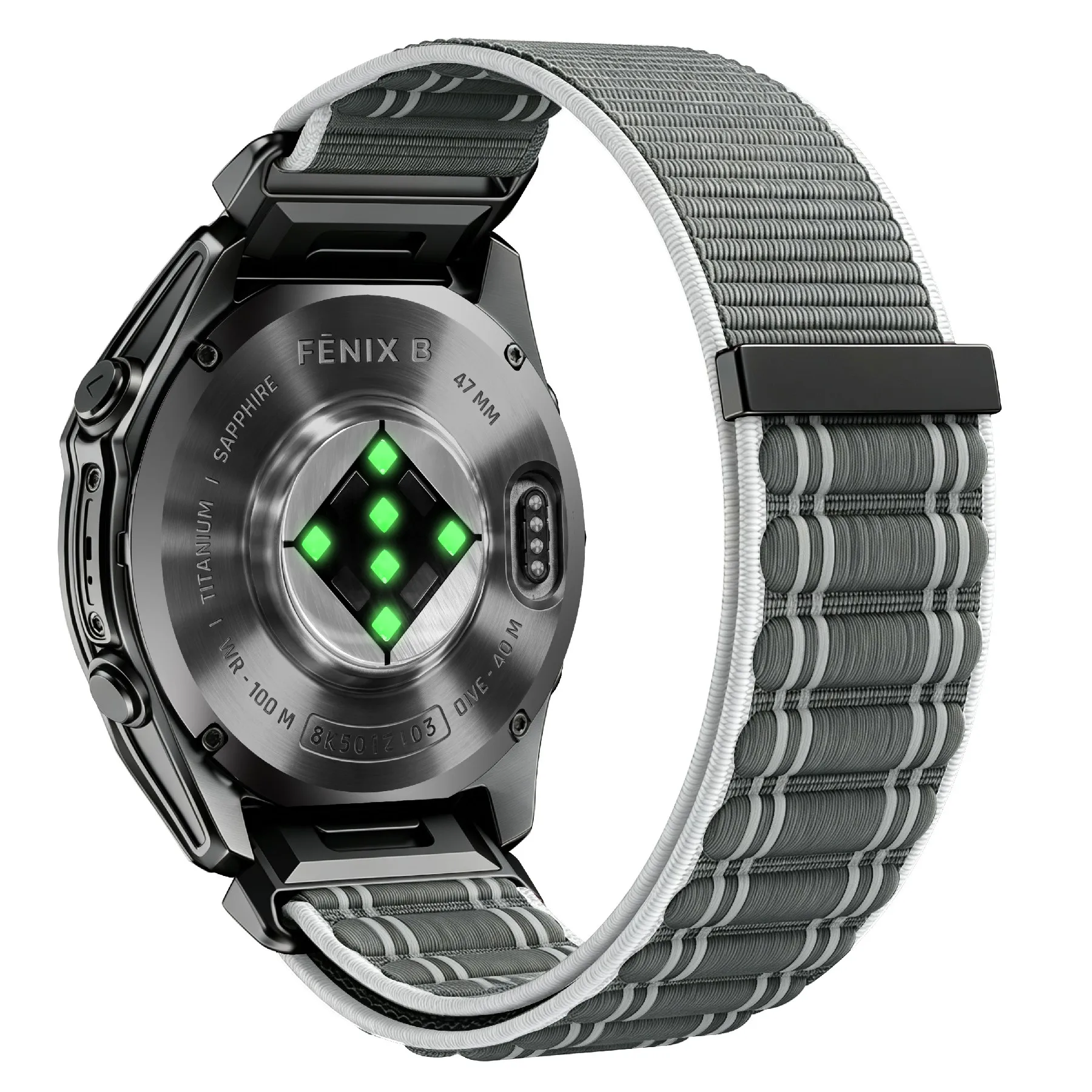 QuickFit 26mm Nylon Woven Loop Strap for Garmin quatix 8 51mm / Fenix 8 51mm / Fenix 7X Wave Texture Magic Tape Watch Band - Sea