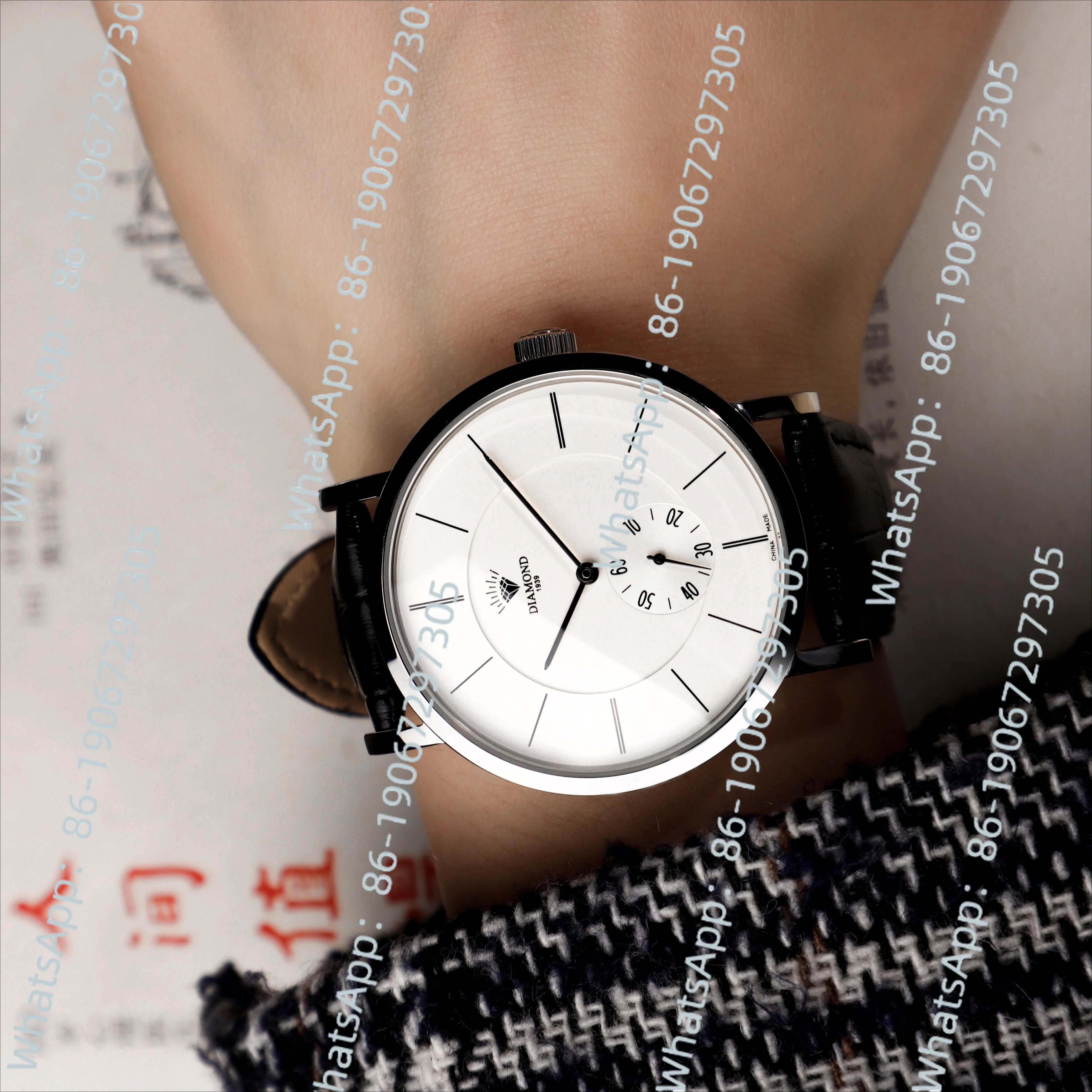 Reloj de marca Shanghai Diamond Esfera grande Bauhaus Reloj mecánico manual extremadamente simple Mecanismo de relojería