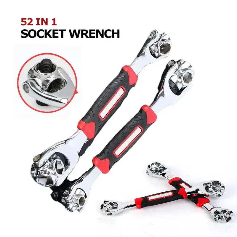 

Multi-Functional 360° Rotating Socket Tool Set - 52-in-1 Manual Tools for Motorcycle, Door Latch, Spline Bolts & More