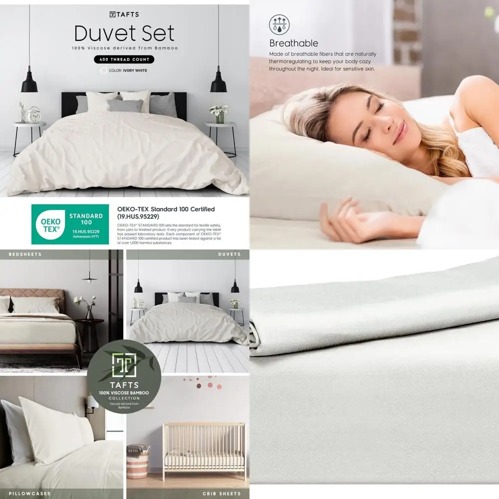 

Комплект пододеяльников двойного размера, 2 предмета, 100% бамбуковая вискоза, ультрамягкий, шелковистый и охлаждающий, 1 наволочка, цвет слоновой кости