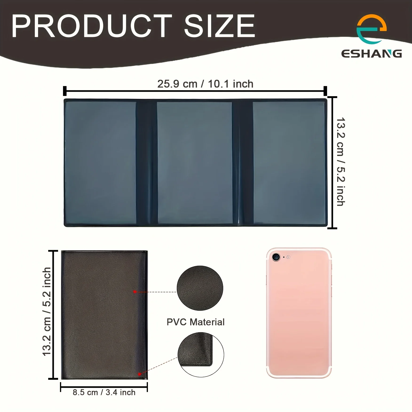 Slim Black 3-Fold Card Holder Multi-Slot Wallet for ID Credit Cards & Business Compact Lightweight for Daily Carry