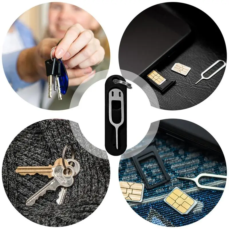 SIM Card Removal Tool Card Tray Eject Pins Needle with Detachable Keychain Charm for Phone Models Universal