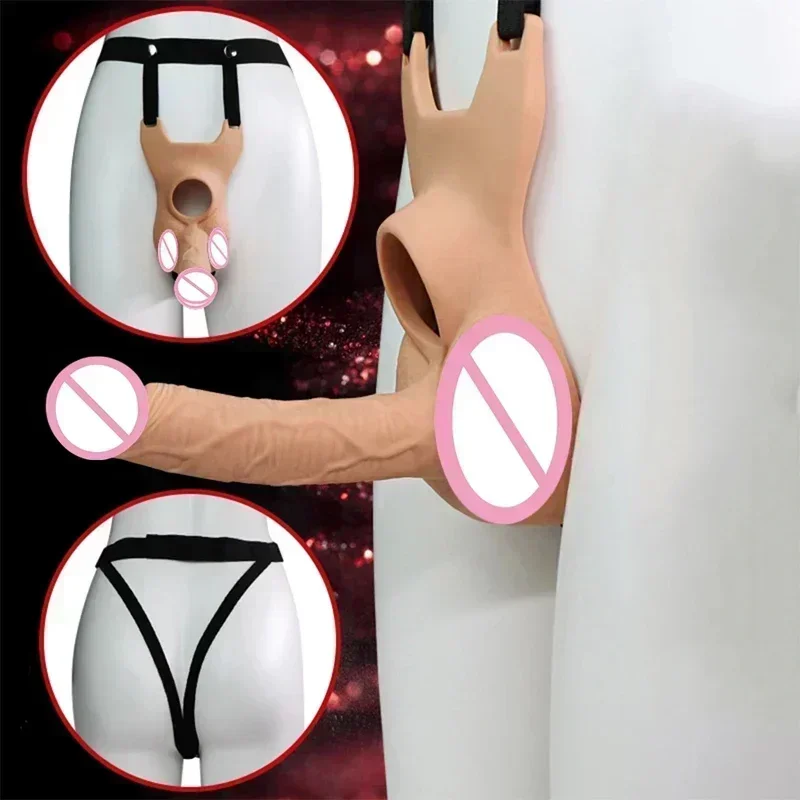 Adjustable Strap Wearable Vibrators 3 Sizes Double Penetration Anal Toy for Couples Women Men Silent Butt Plug Dildo for Panties