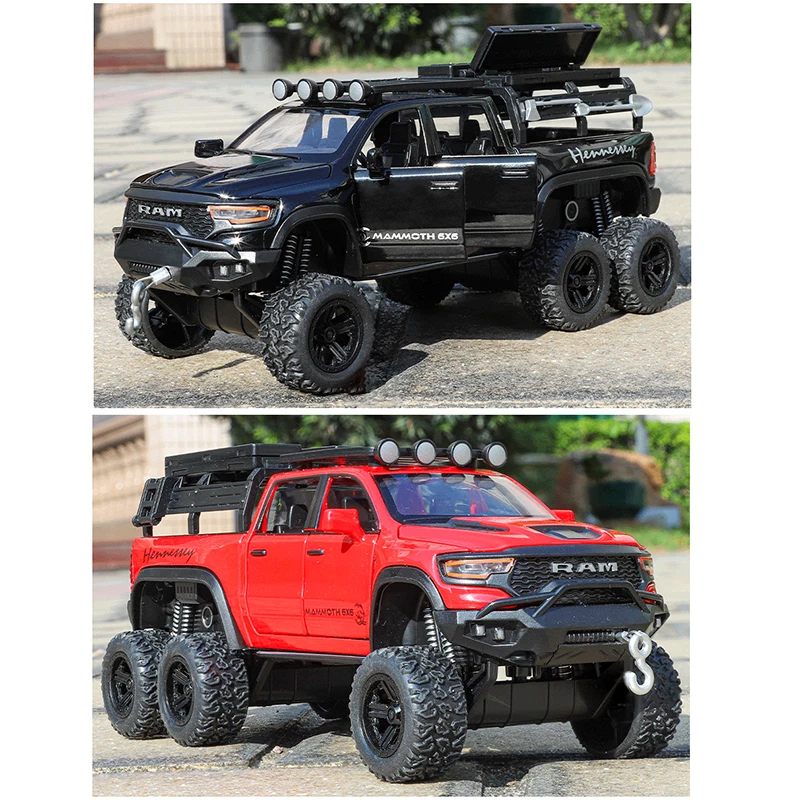 1:32 Scale Dodge Ram TRX 6X6 Alloy Suv Car Premium Model Diecast Metal simulated Sound Light Pull Back Kid Toy Car Gift One Piec