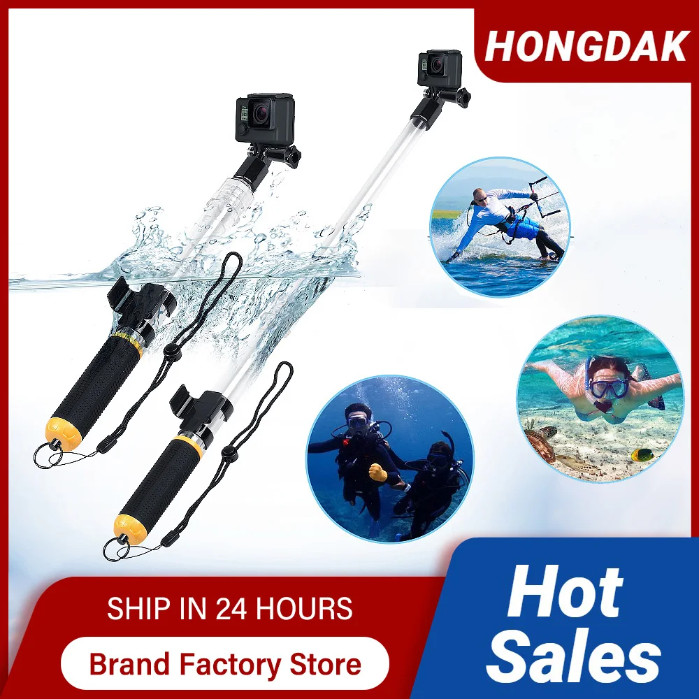 

HONGDAK Telescopic Waterproof Monopod Transparent Selfie Stick Tripod Diving Pole for GoPro 11 10 9 8 7 6 Insta360 Osmo Action