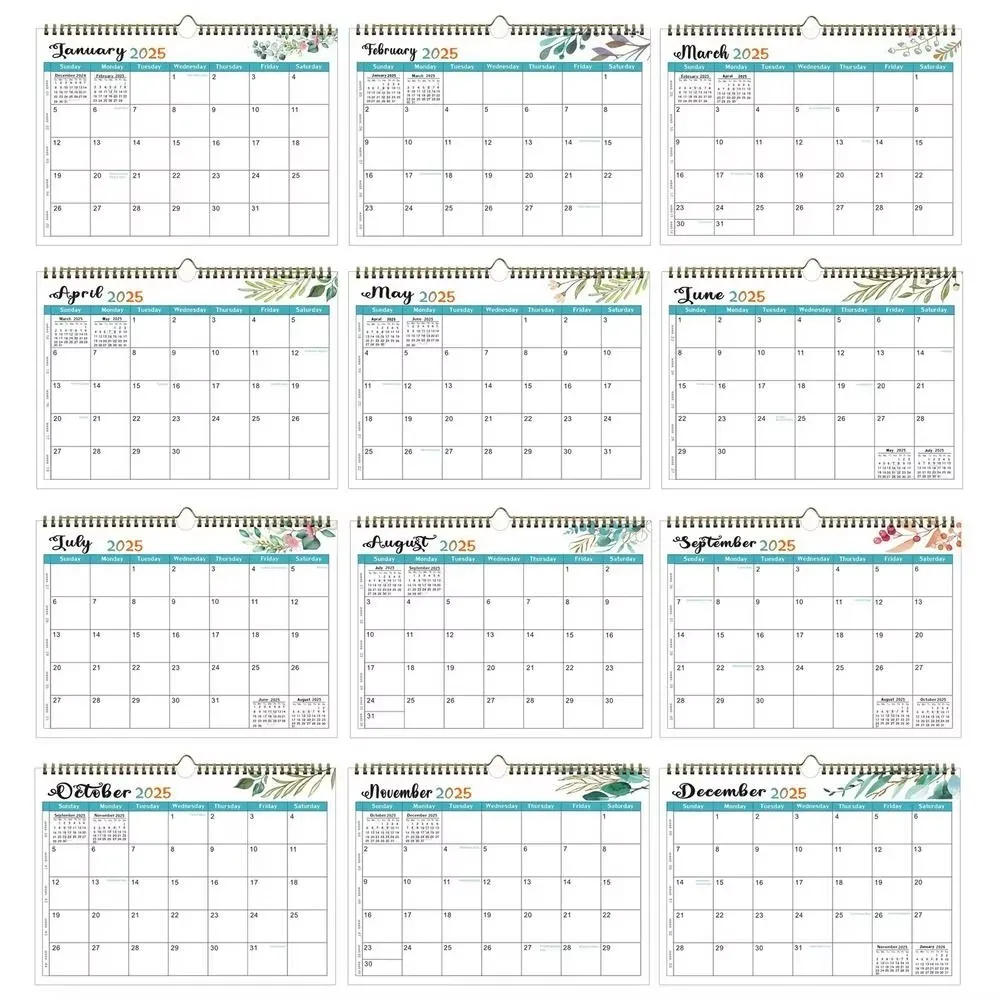 جديد 2025 تقويم الحائط 18 شهريًا رشاقته ورقة جدار مخطط زهرة نمط 25 يناير إلى 26 يونيو تقاويم معلقة للمكتب المنزلي