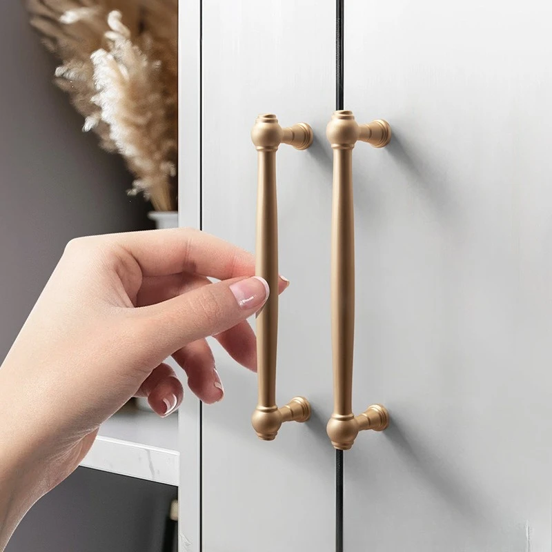 Wardrobe door handle Nordic medieval solid copper brushed hardware drawer Wardrobe cabinet door handle