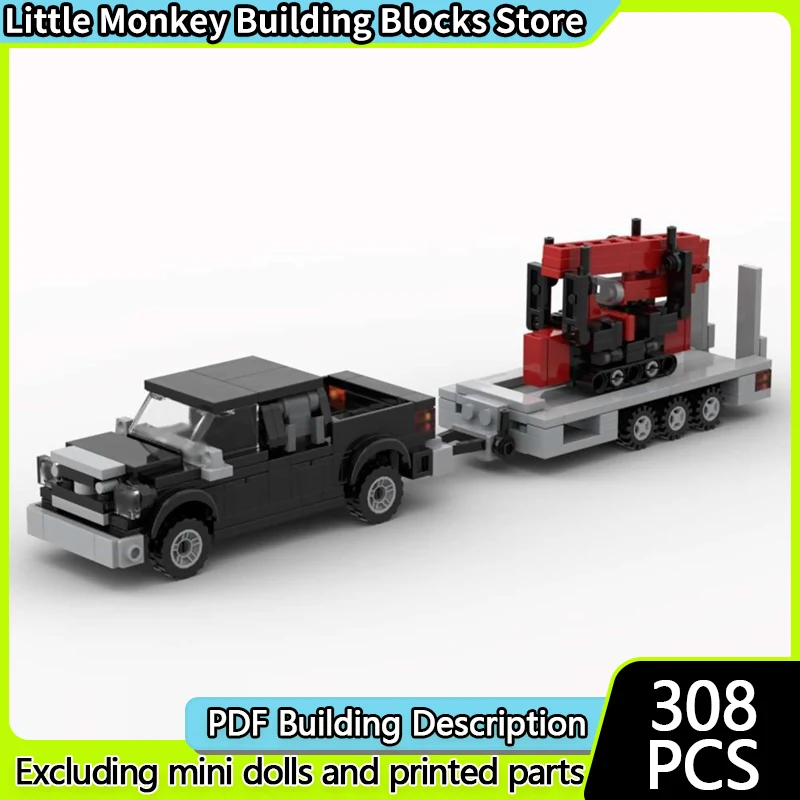 Cidade modelo de carro moc tijolos de construção caminhão captador com reboque e guindaste spx532 tecnologia modular presente das crianças montar brinquedo terno