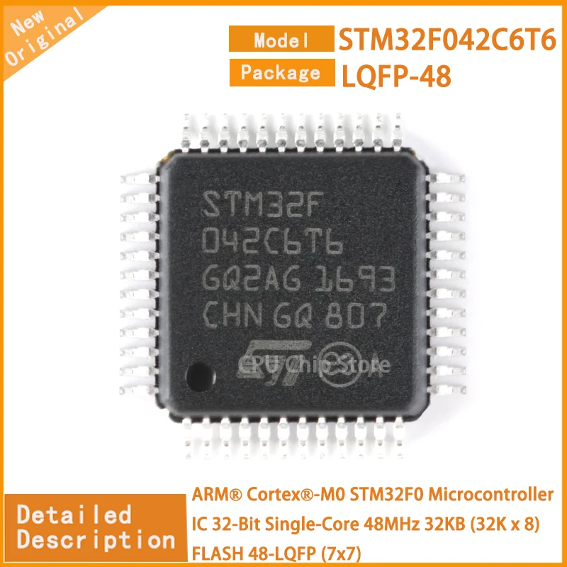 5Pcs/Lot  New Original STM32F042C6T6 STM32F042  Microcontroller IC 32-Bit Single-Core 48MHz 32KB (32K x 8) FLASH 48-LQFP (7x7)