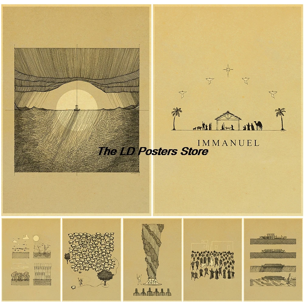 

Jesus Art Posters Painting Nostalgia Kraft Paper Print Harajuku Landscape Aesthetic Skateboard Funny Coffee Wall Art Poster