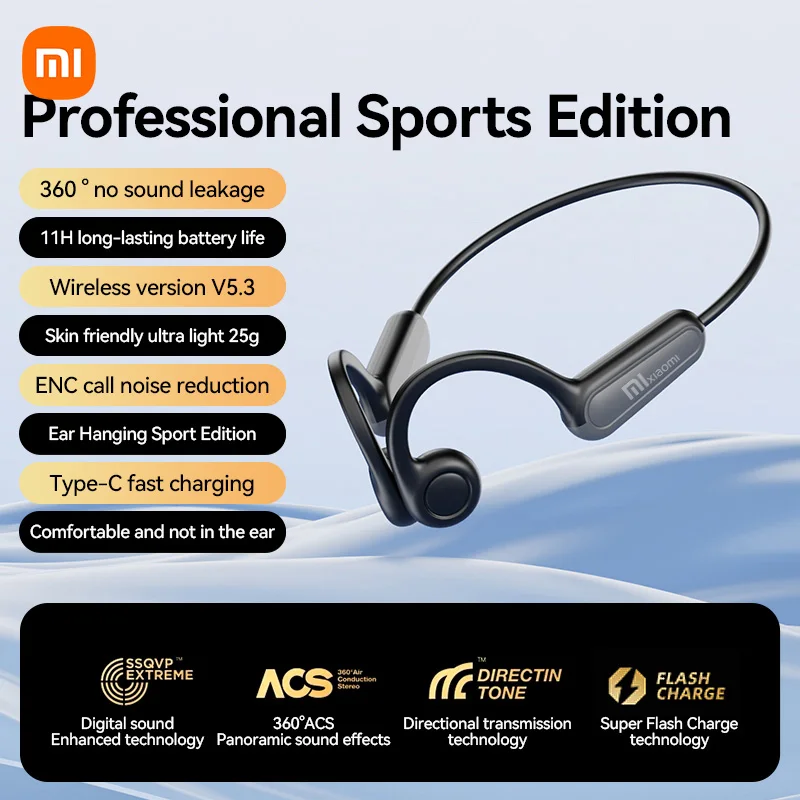 Xiaomi B8 Bone Conduction Earphone Neckband Earbud Wireless Bluetooth Headset Waterproof Sports Music Headphone for Android IOS