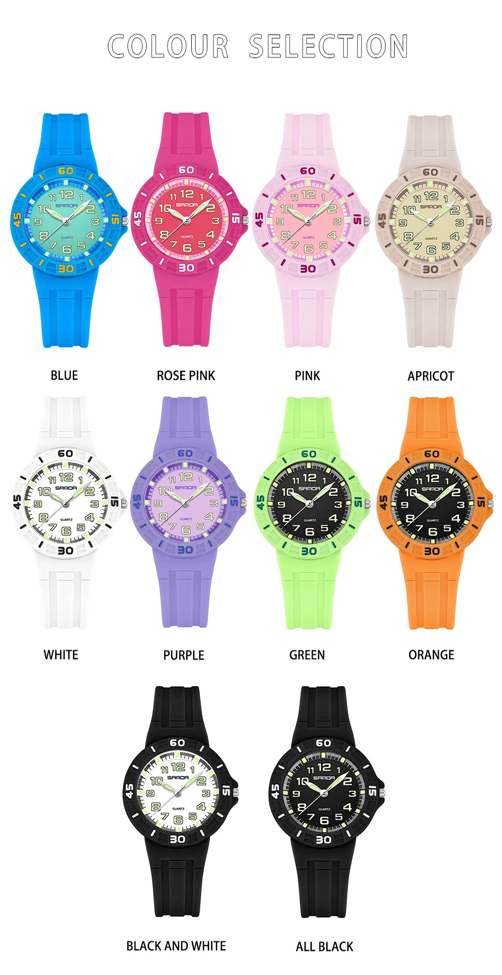SANDA 6386 Student Quartz Watch 50m Waterproof Luminous Durable Sports Watch for Men and Women Simple and Elegant