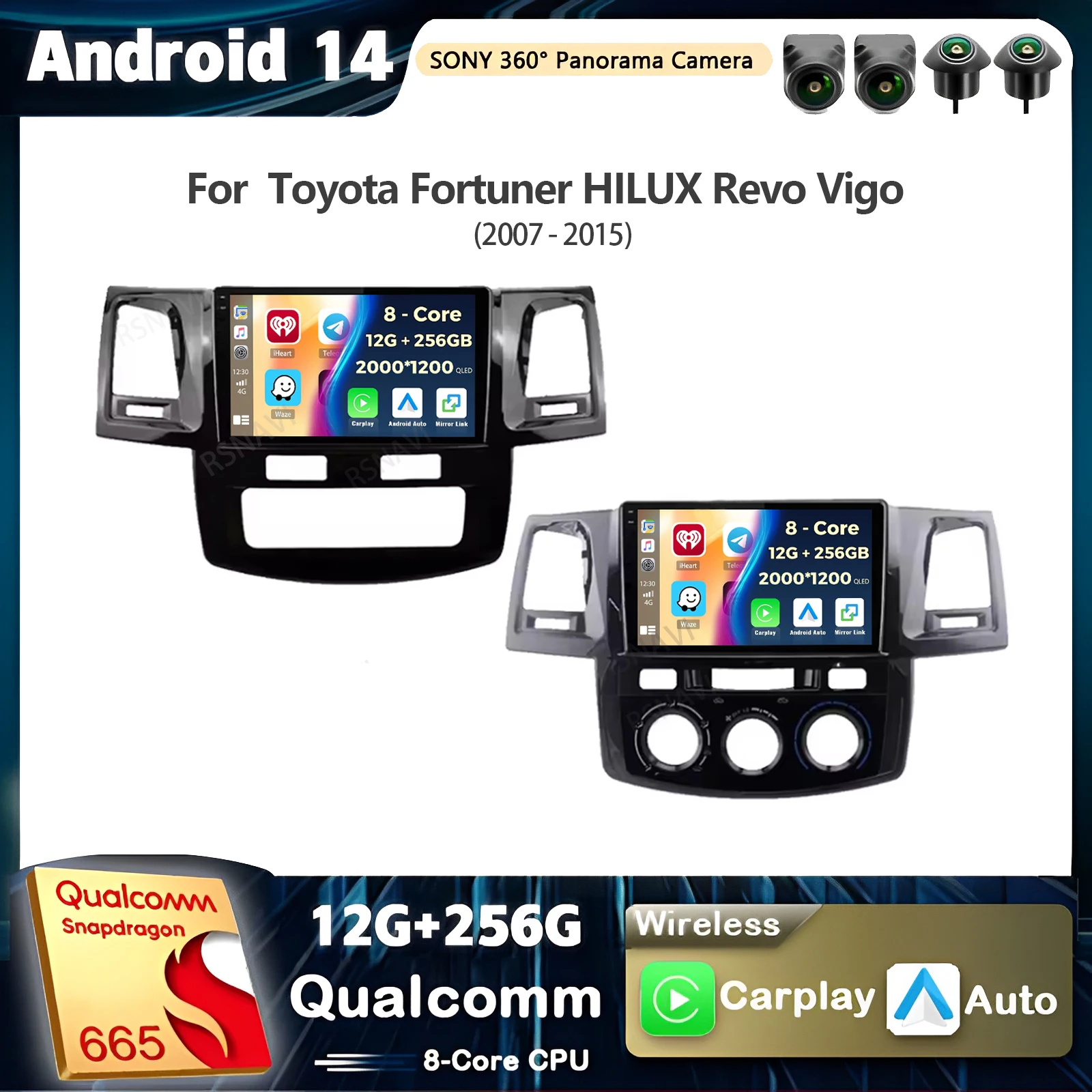 

Android 14 Carplay Auto For Toyota Fortuner HILUX Revo Vigo 2007-2015 Radio Player Multimedia stereo Navigation GPS Video DSP