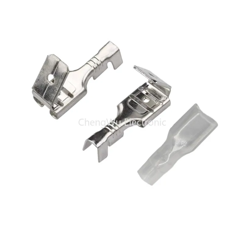 20sets 6.3mm 4.8mm Anti-back Strap Self-locking Plug Spring Cold-Pressed Terminal Block with Sheath