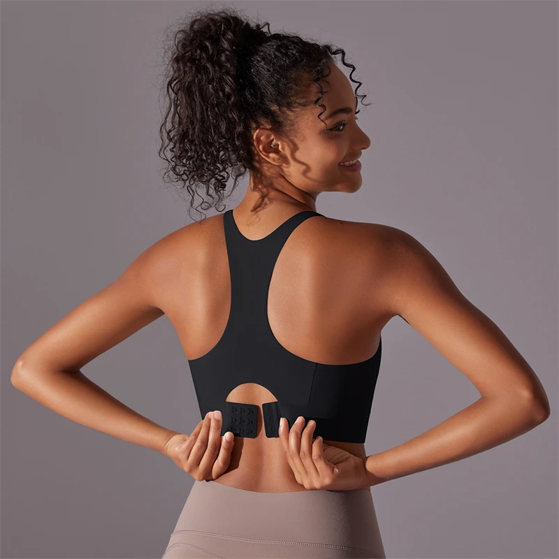 

Women Fitness Sports Bra Gym Workout Top High Impact Workout Bralette Adjustable Back Buckle Push Up Yoga Crop Top Underwear