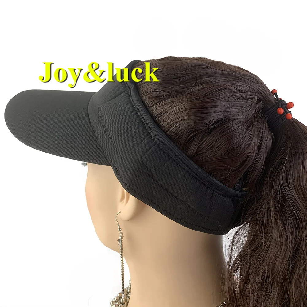 Synthetic Natural Curly Baseball Cap Wig Black Ponytail Extension  Daily  Hat  Wigs For  Women