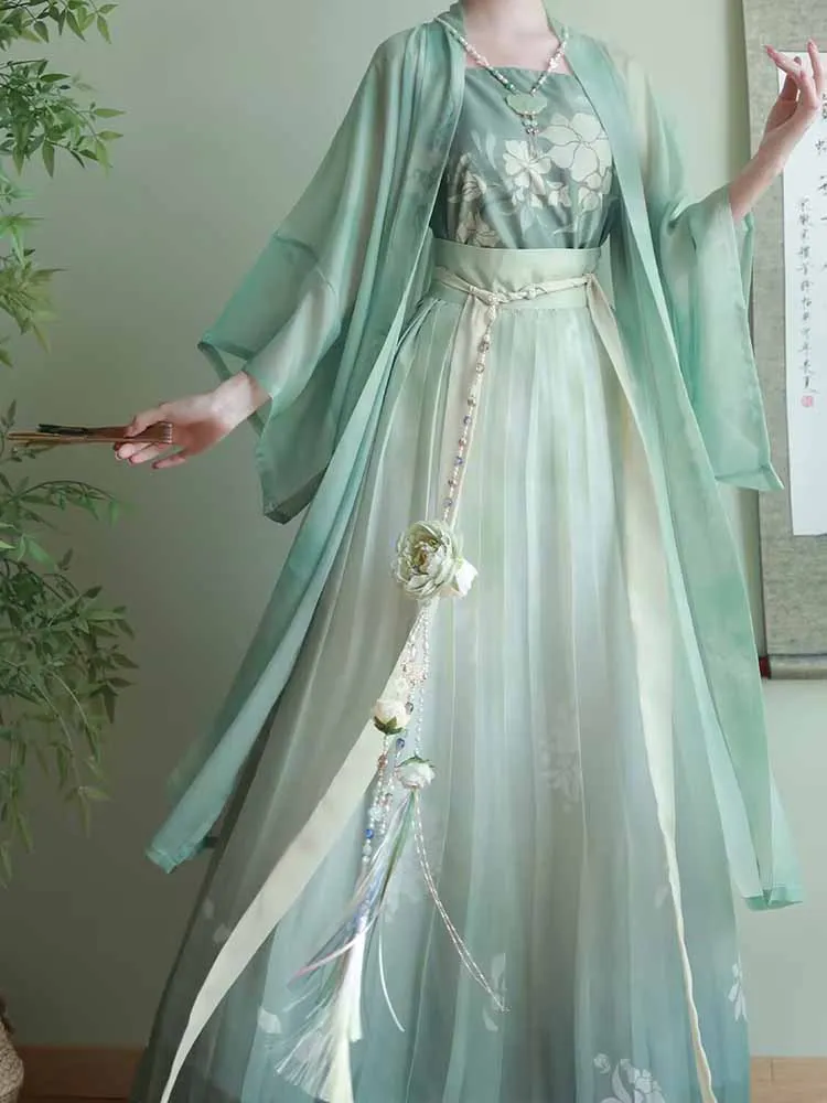 

Plus Size 10XL Hanfu Dress Women Chinese Song Dynasty Hanfu Oversized Cosplay Costume Party Vintage Gradient Cyan Hanfu Dress