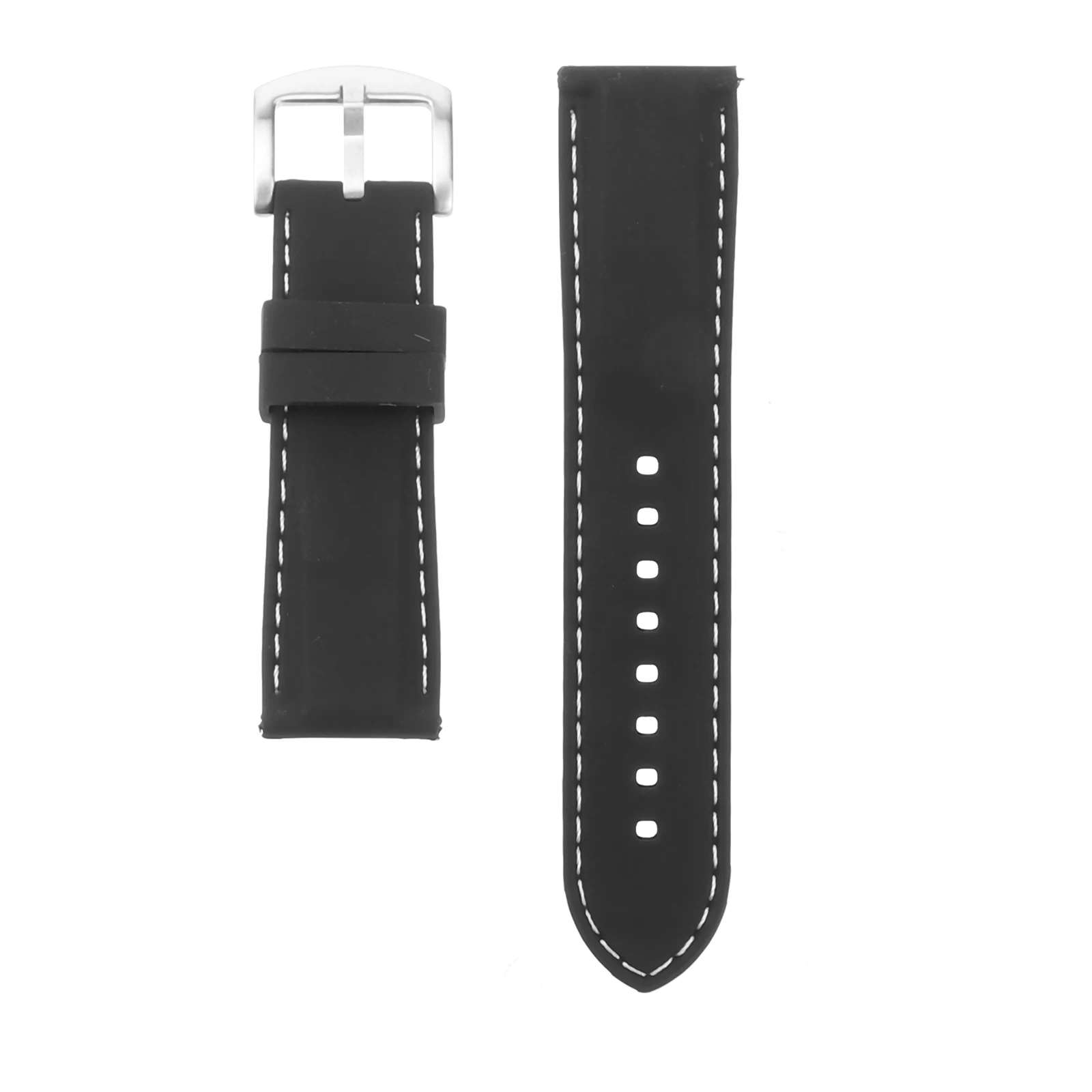 

Waterproof Watch Strap 24mm Silicone Black White Line Durable Sweatproof Skin-Friendly Fitness Swimming Band for Men Women