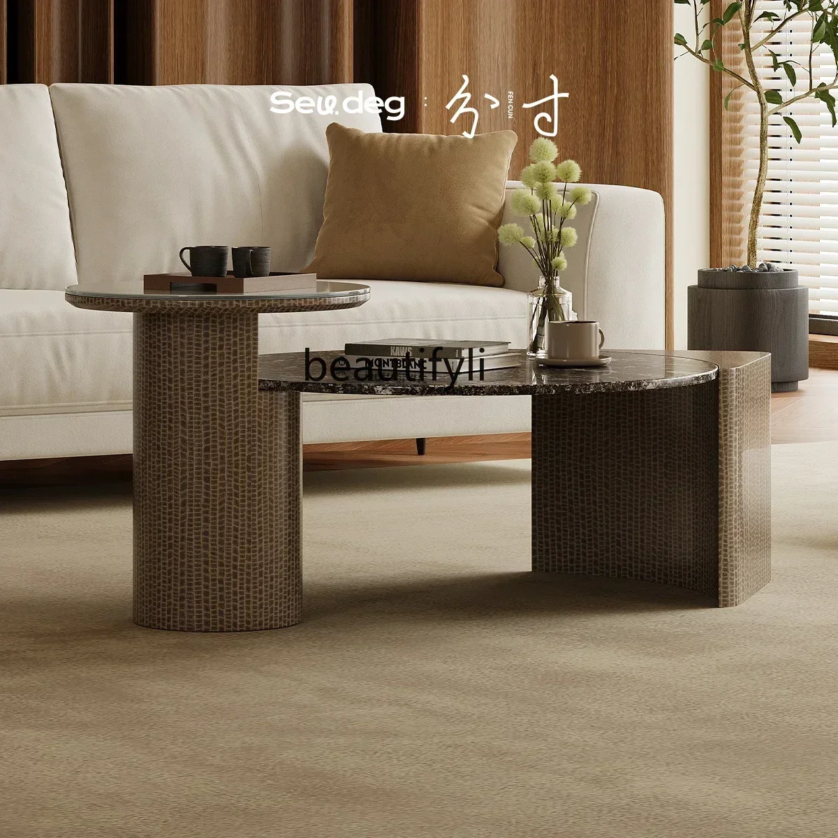 

A16 yh Italian minimalist marble coffee table living room home, high-end round coffee table