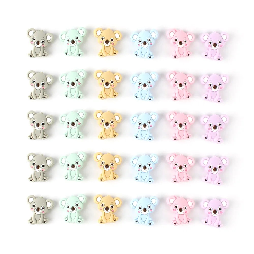 10pcs koala Silicone beads Cartoon Animal Baby Teething Beads Teether FBA Free For Newborn Gifts DIY Rattle Toy Accessories