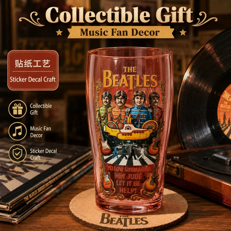 The Beatles Yellow Submarine Beer Glass Retro Rock Band Pint Cup Vintage Music Fan Collectible Drinkware Home Bar Decor Gift