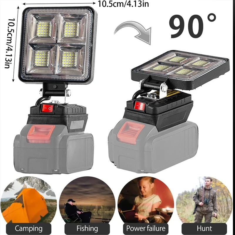 Lanterna de trabalho led sem fio de 4 polegadas, lanterna externa para bateria de íon-lítio makita 14.4v-18v, lâmpada de acampamento, iluminação de emergência