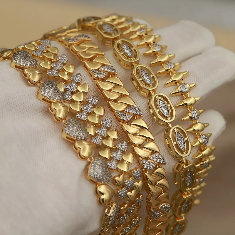 316L Classic Elegant Full Crystal Heart Bracelets for Women Luxury Zirconia Eye Bracelets Wrist Jewelry