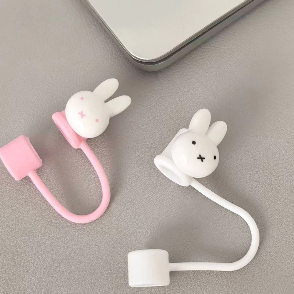 かわいいミッフィー ストロー トッパー キュートなミッフィー ウサギヘッド ダストプラグ 適合ストロー径8-10mm アクセサリー キュートなバニー ストロー カバー 女の子へのギフト