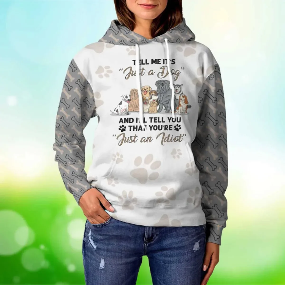 HX Tell Me Its Just A Dog Hoodies Animal Dogs Bone Splicing Sweatshirts Fashion Casual Sportwear Men Women Clothing Dropshipping
