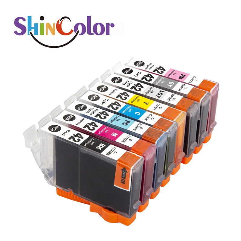 ShinColor-cartucho de tinta Cli-42 Cli42, Compatible con Canon CLI-42, funciona con impresora Canon PIXMA Pro-100 Pro-100S, paquete de 8