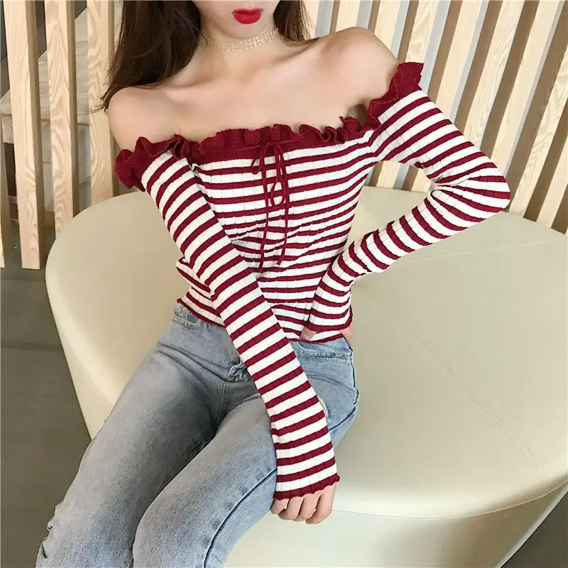 T-shirts Women Striped All-match Lace-up Designed Simple Leisure Vintage Sweet Minimalist Korean Style Basic Charming Attractive