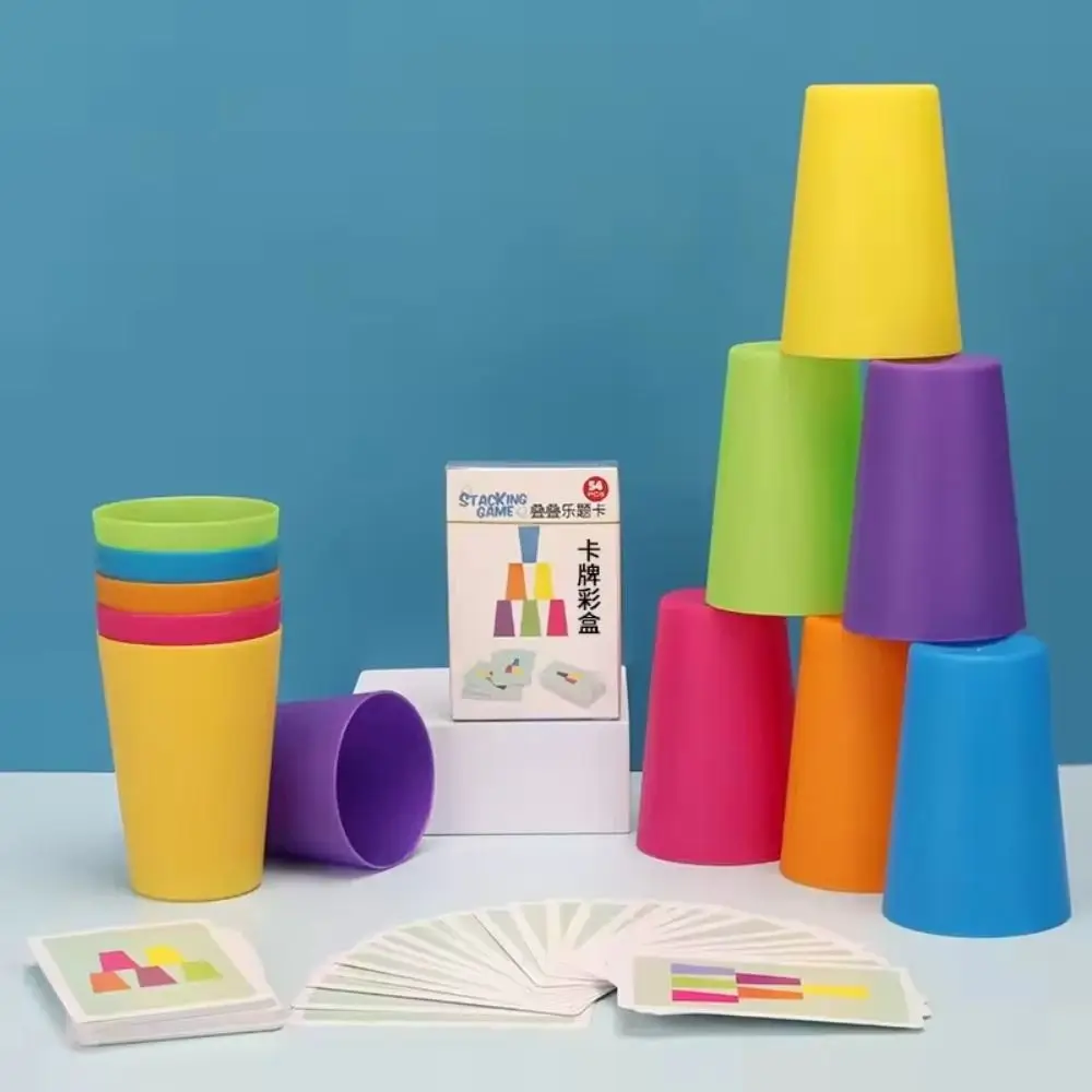 

Цветное обучение, штабелируемая чашка, игра, интеллектуальное просветление, образовательное обучение логике Монтессори, быстрый стек