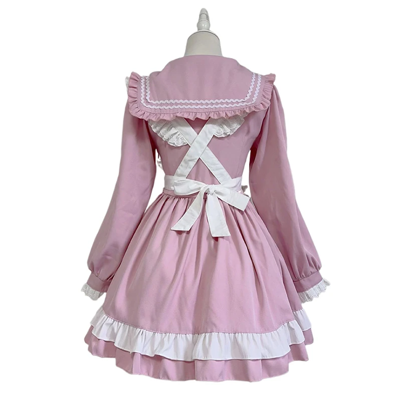 Vestido de sirvienta Lolita para niñas y mujeres, traje de Cosplay negro, traje de mucama linda, escenario de fiesta