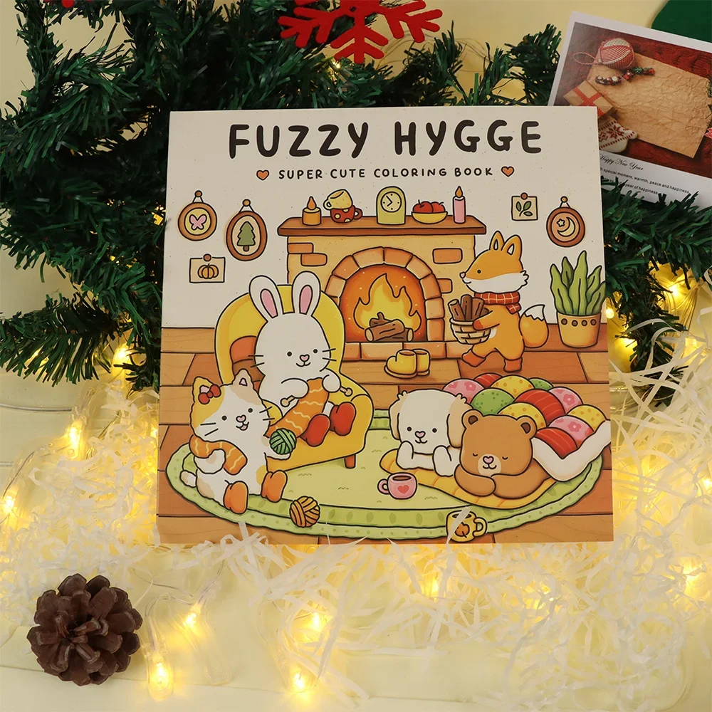 1PC Comfort Diary Coloring Book 42 Pages Illustration Drawing Book with Cute Animal Characters Warm Scene Relaxation High Qualit