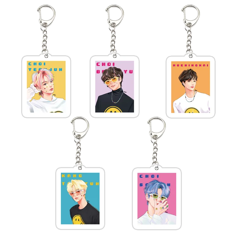 Acrylic Korea TXT Keychains Keyring TXT YEONJUN SOOBIN BEOMGYU TAEHYUN HUENINGKAI Key Chain Ring Pendant Keyring Fans Gifts