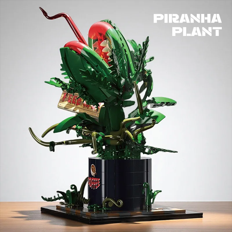 

838PCS Piranha Plant Coffee Cup Building Blocks Set Potted Flowers Model Kids Holiday Gift ToysDIY DesktopOrnaments