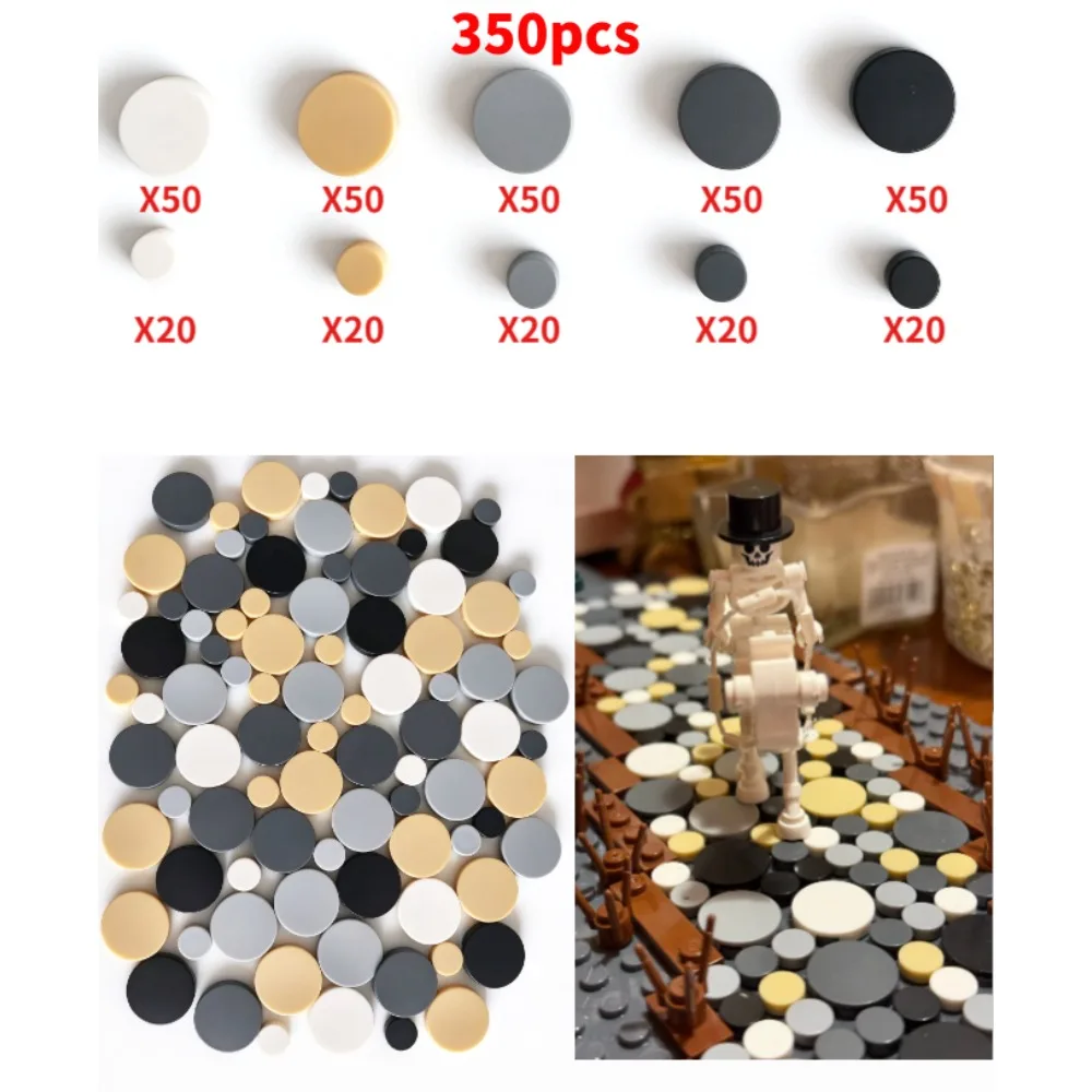 Creative MOC Building Blocks Circular Tiles for Urban Park Flooring & Paths 350PCS (1x1 & 2x2) Base Flat Tiles Part 4150 98138
