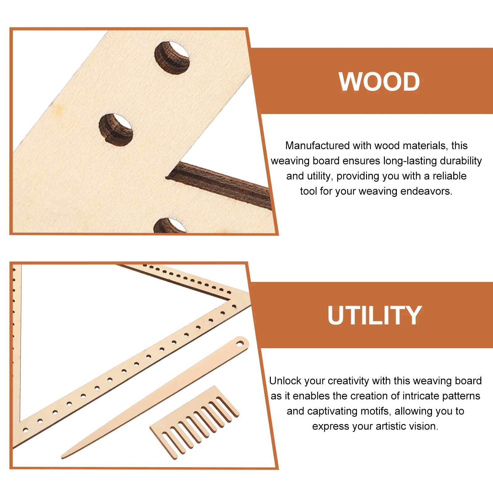 1Set Wooden Weaving Loom Craft Triangle Handcraft Tool Portable for Yarn Bracelet Necklace Tapestry Weave Weave Loom Yarn