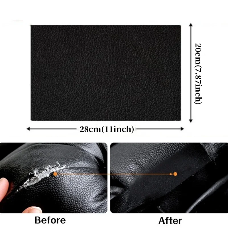 Self Adhesive PU Leather Fabric Repair Patch for Sofa Car Interior Chair Seat Refurbished Black Leather Material Tape Stickers