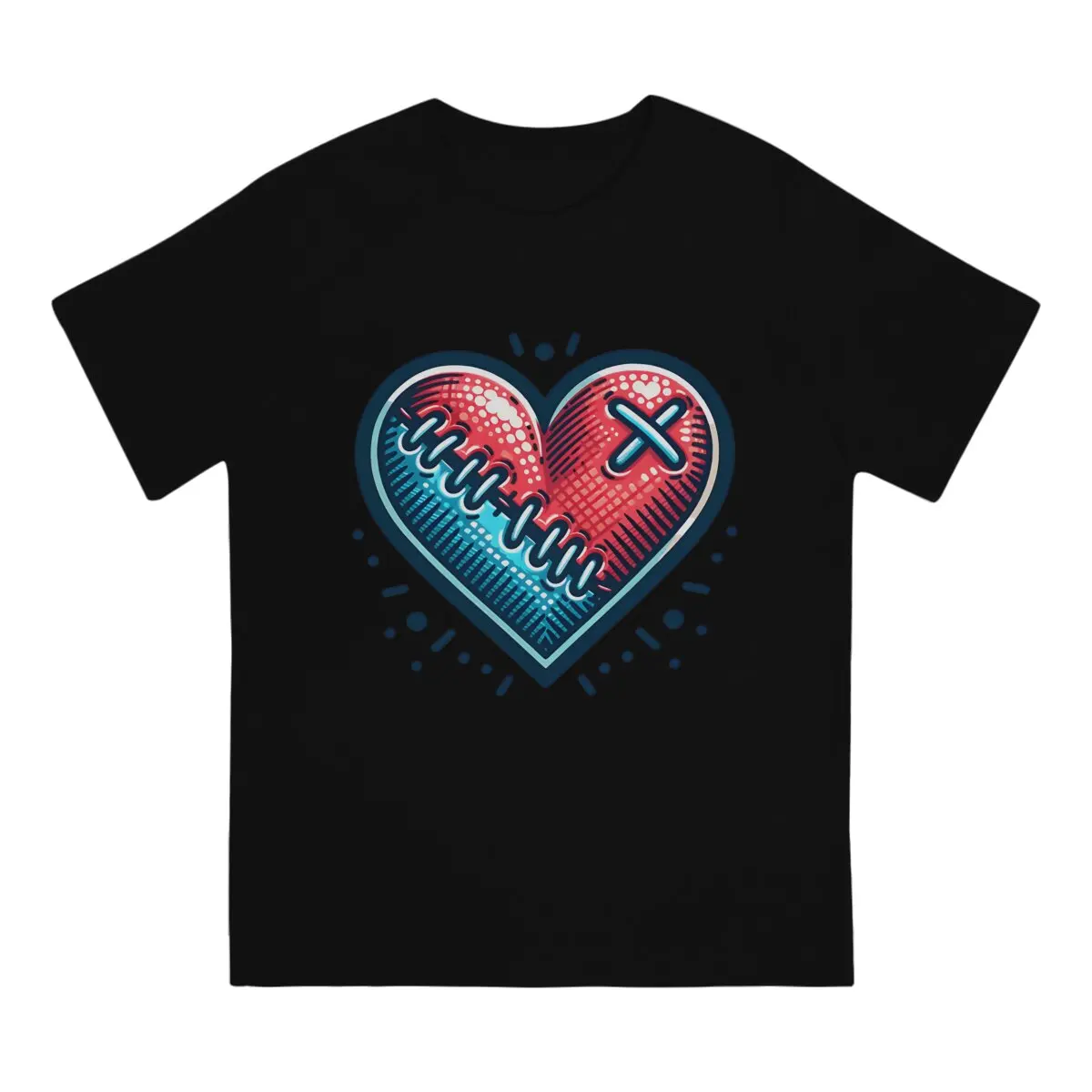 Broken And Wounded Harajuku Polyester TShirt Wounded Heart Creative Streetwear Casual T Shirt Male Tee