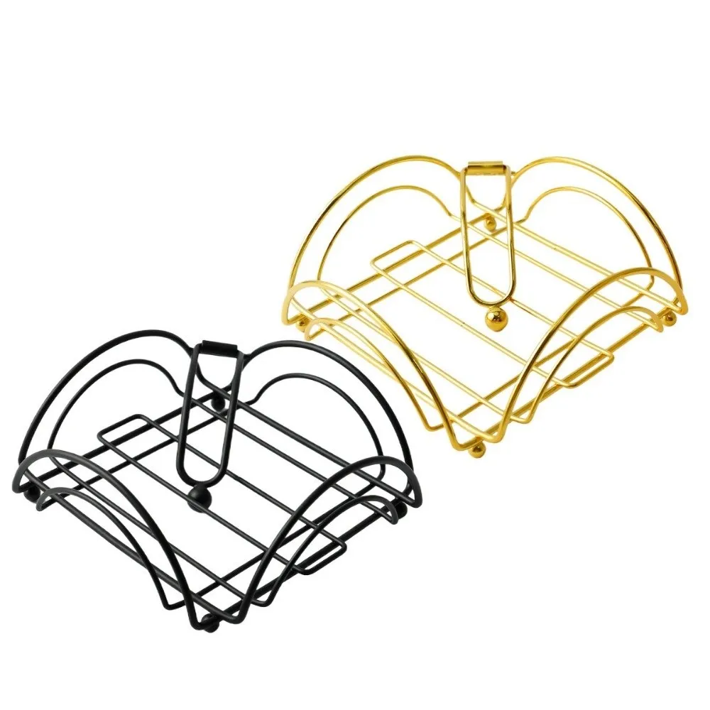 Durable Metal Napkin Holder Square Decorative Holder Napkin Box with Weighted Arm Napkin Tray view 2