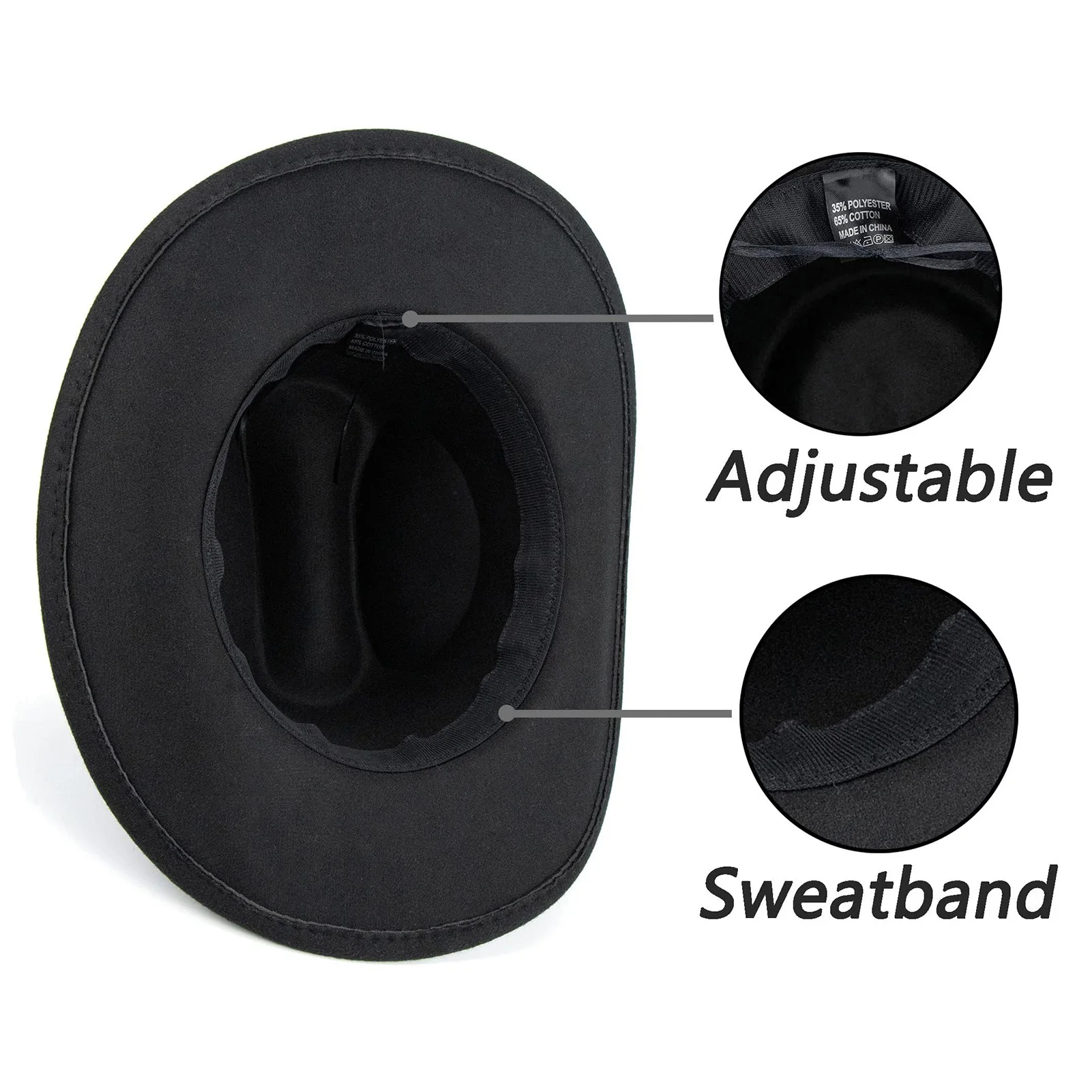 ورأى قبعة رعاة البقر للنساء الرجال توالت واسعة حافة قبعات رعاة البقر قبعة غربية مع مشبك حزام كاوبوي راعية البقر قبعة