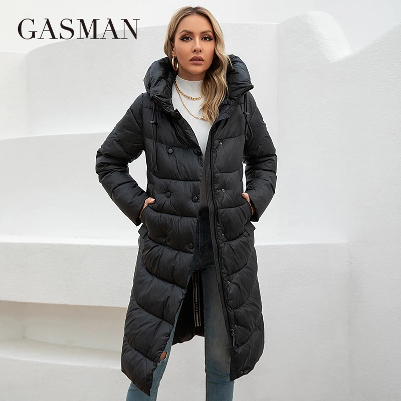 GASMAN 2022  Long Puffer Winter Down Jacket Women Thick Coat Women Hooded Parka Warm Female Brand Cotton Clothes Winter  81312