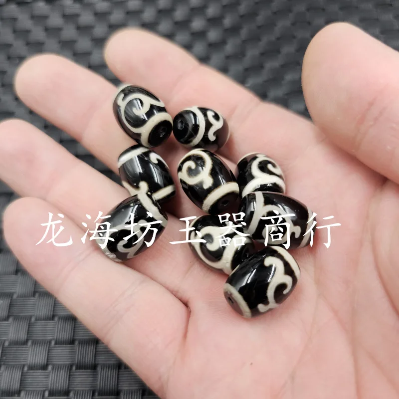 1pc12*16mm Black and White Ruyi Tibet Beads as Right as Rain Jade Scattered BeadsdiyBracelet Necklace Accessories Beads