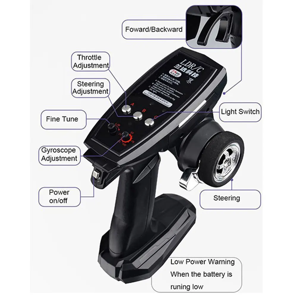 LDRC 1802 1:18 RX7-FC 2.4G 드리프트 무선 조종 자동차 (자이로스코프, 금속 드라이브 샤프트 포함) 성인/청소년/드리프트 장난감용