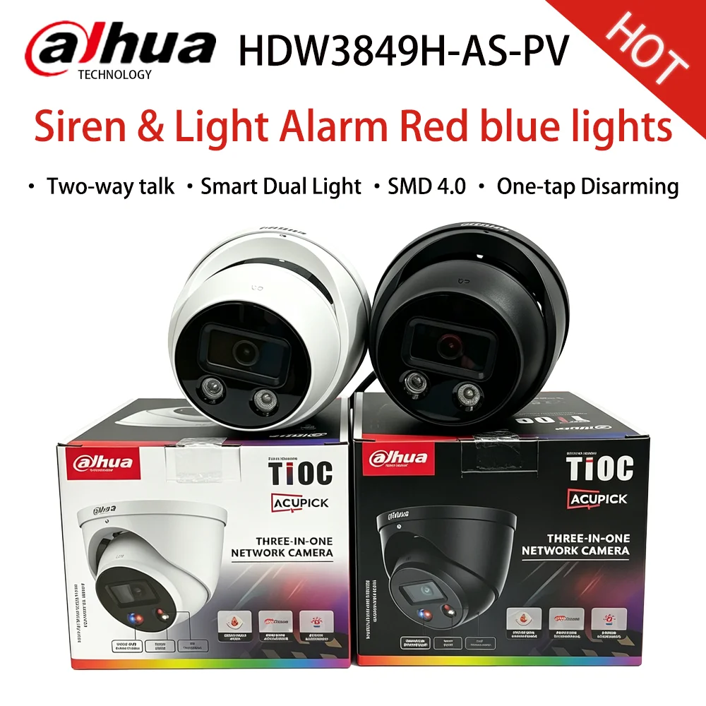 Dahua HDW3849H-AS-PV 8MP Smart Active Deterrence AcuPick 4K Full Color Two-way Talk Smart Security Cam Alarm Audio  TiOC 3.0 S5