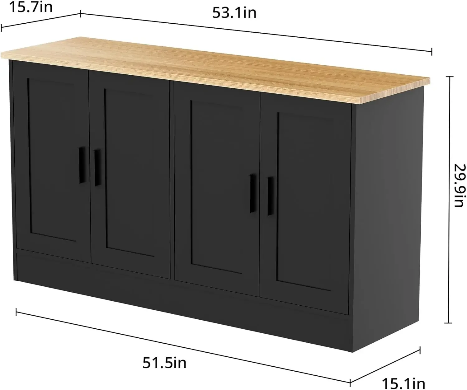 4-door buffet cabinet, coffee bar cabinet with adjustable shelves, suitable for living room and kitchen