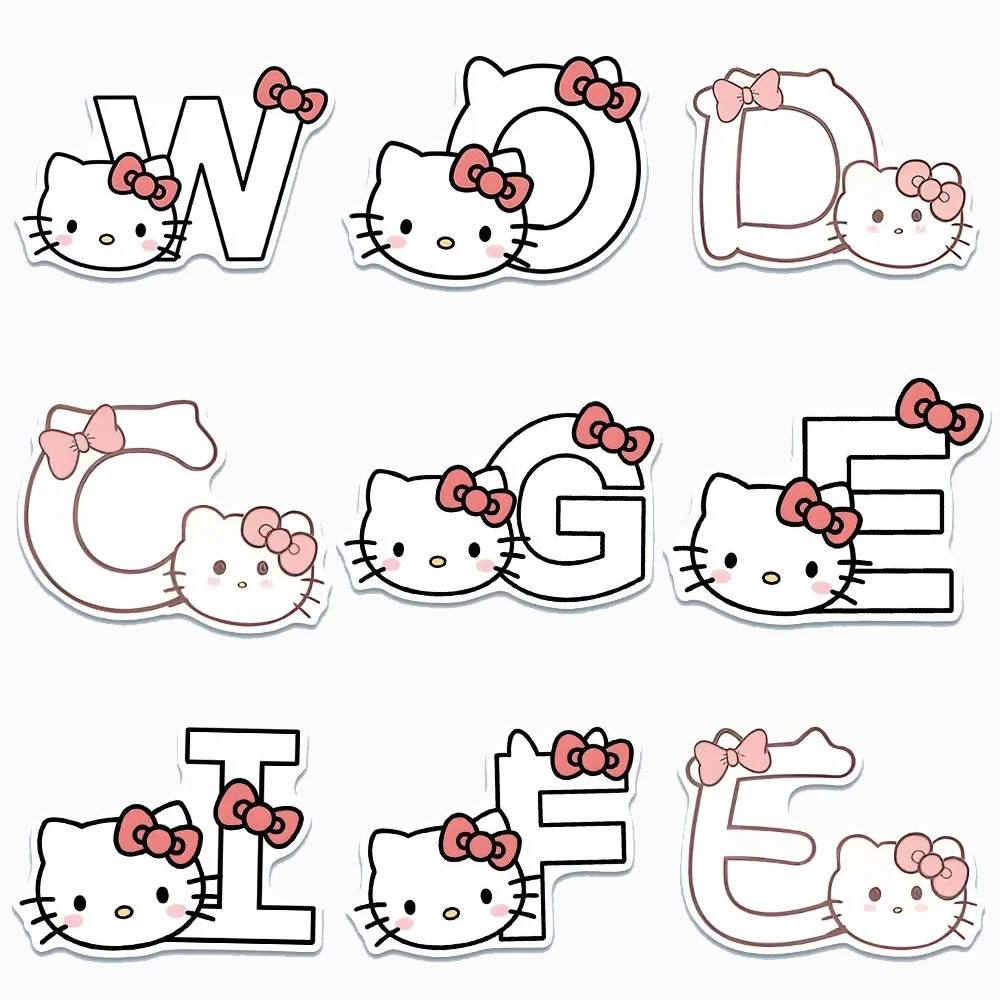 10/30/50PCS Sanrio Pink Hello Kitty Letter Stickers Decoration Suitcase Scrapbooking Phone Laptop Stationery Kid\'s Toy Sticker