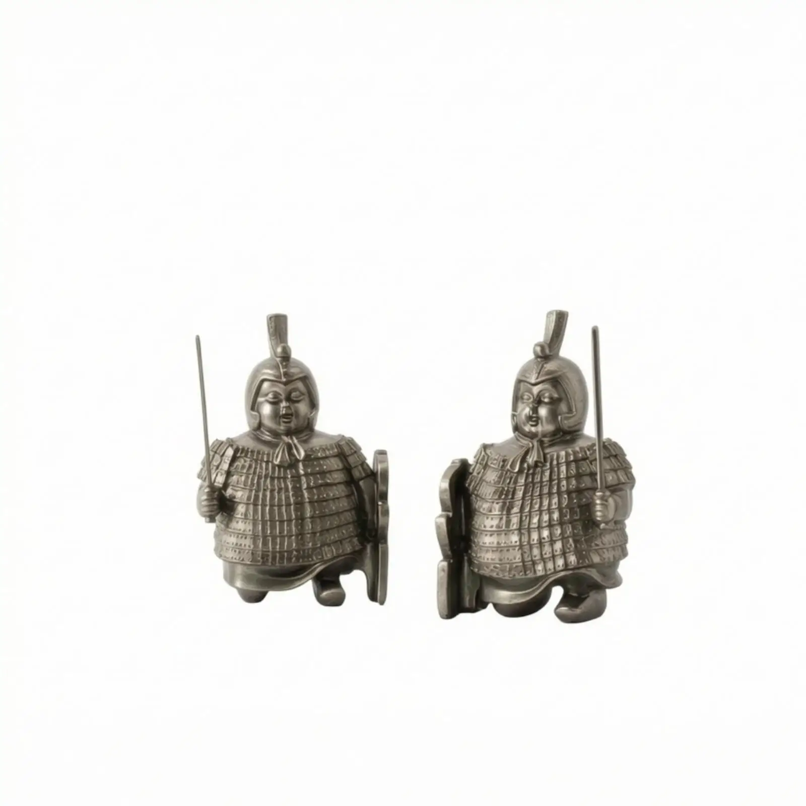 Terracotta Bookend Sculptural Book Holder for Bookshelf Decoration Vintage Resin Bookends with Battle Attire Design