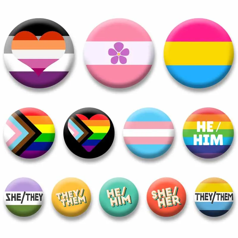 LGBT Pride Flag Coin Badge Handmade Round Snap-in Brooch Jewelry Accessories Gift for Friend Bag Clothes Hat Lapel Pin Ornaments